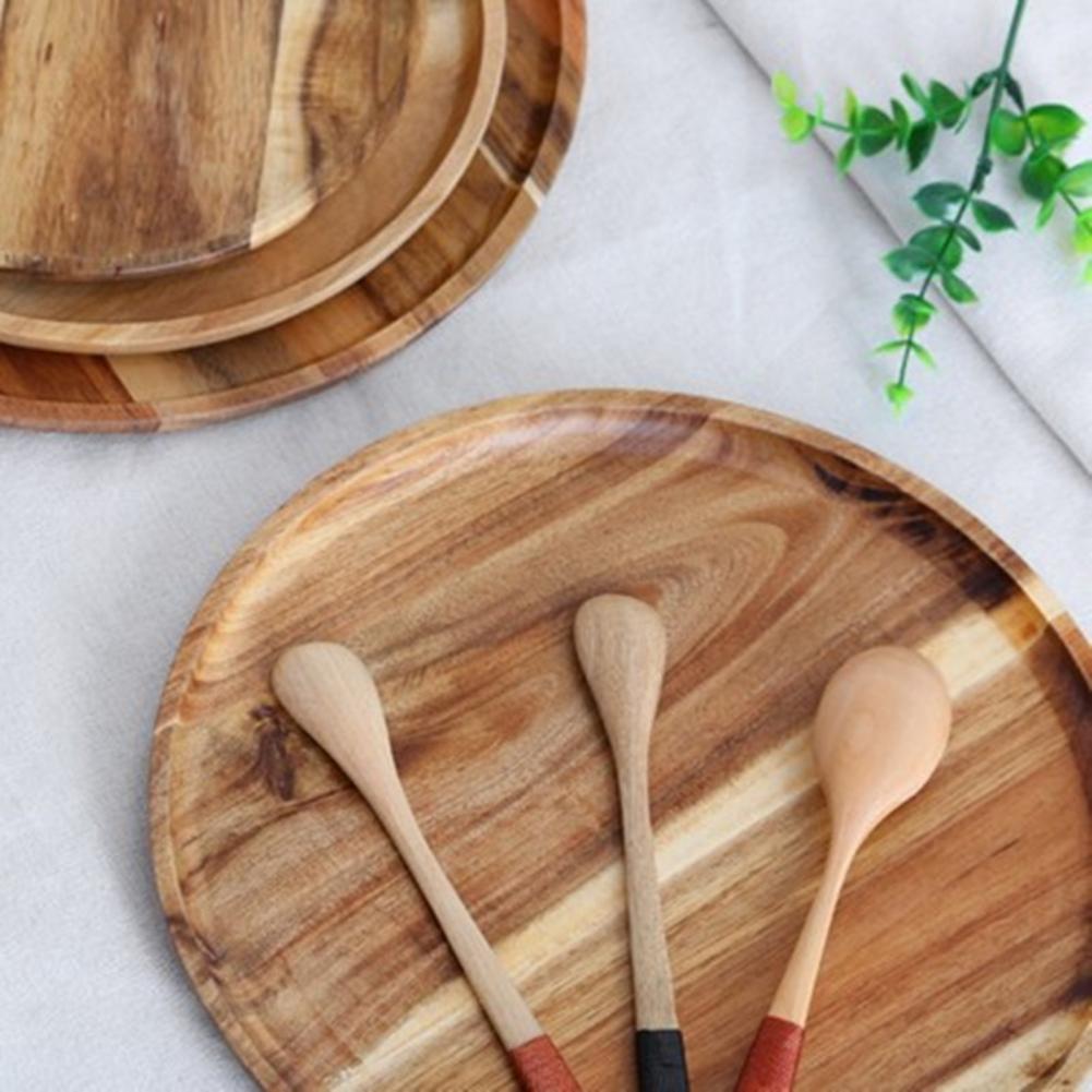 Acacia Rubber Wood Round Dessert Plates - Casatrail.com