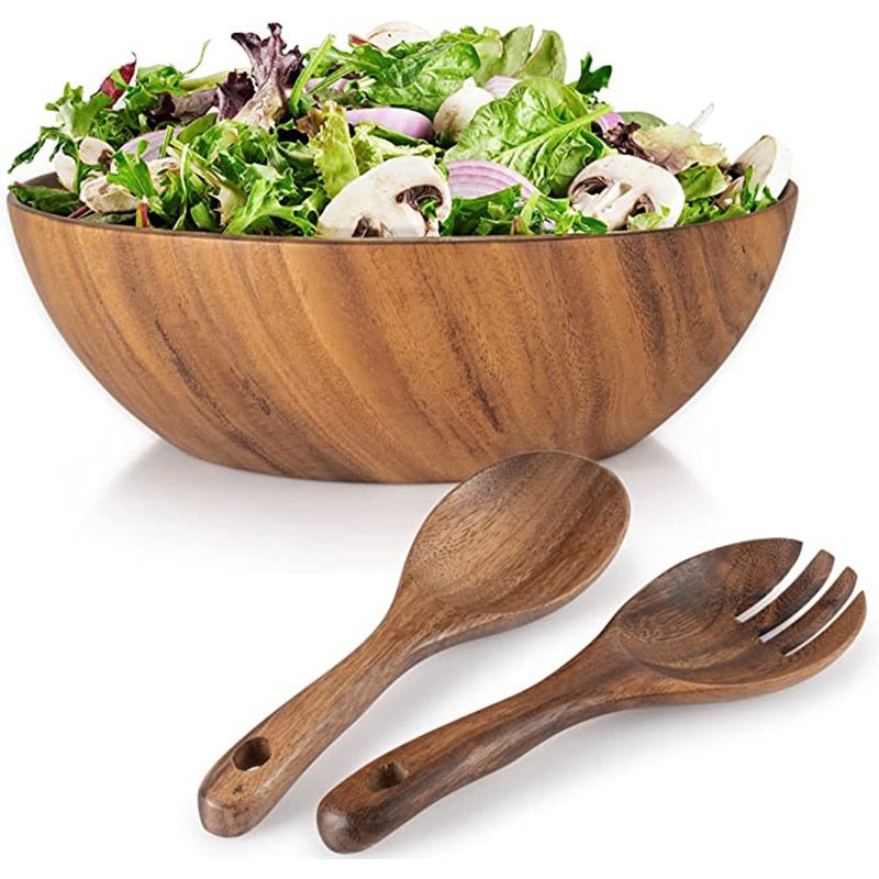 Acacia Wooden Salad Bowl Set - Casatrail.com