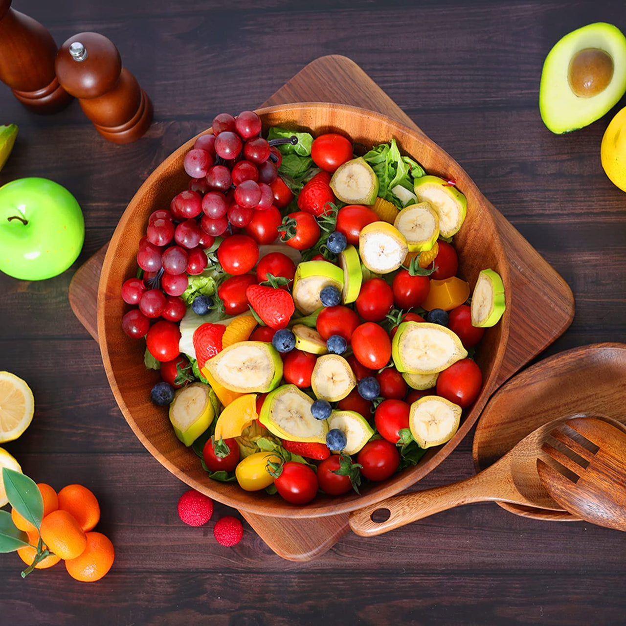 Acacia Wooden Salad Bowl Set - Casatrail.com