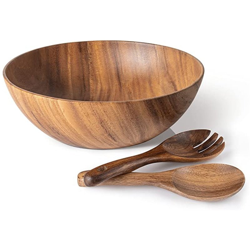 Acacia Wooden Salad Bowl Set - Casatrail.com