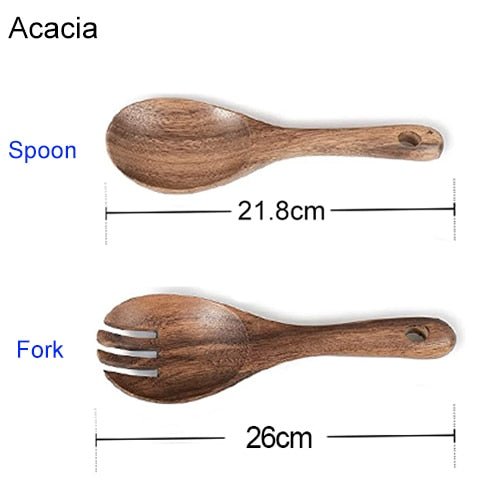 Acacia Wooden Salad Bowl Set - Casatrail.com