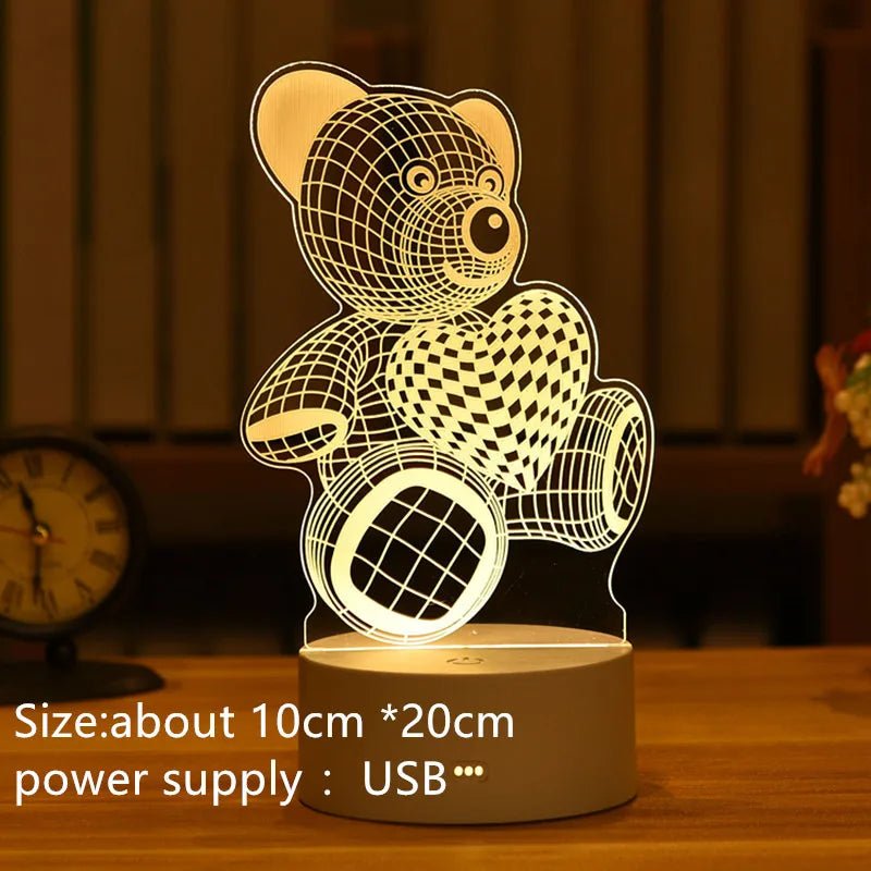 Acrylic 3D Lamp USB LED Night Light - Casatrail.com