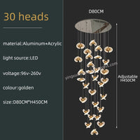 Thumbnail for Acrylic Design LED Modern Gold Chandelier - Casatrail.com