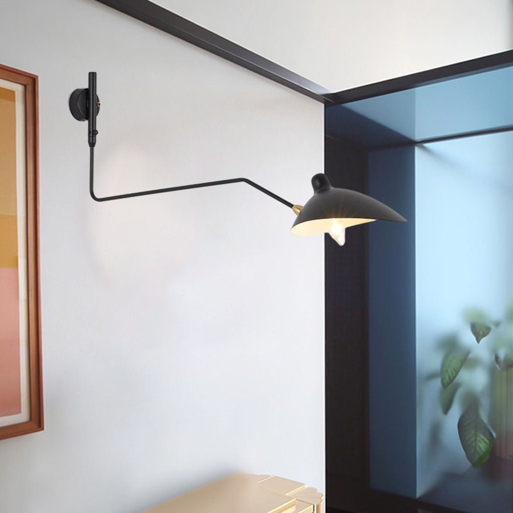 Adjustable Black Vintage Industrial Swing Arm Wall Light for Home Hallway - Casatrail.com