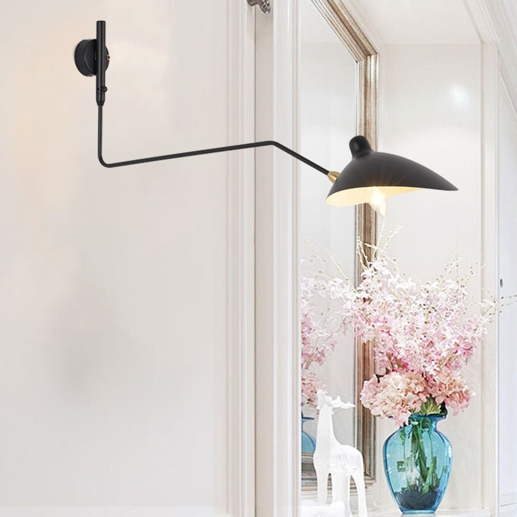 Adjustable Black Vintage Industrial Swing Arm Wall Light for Home Hallway - Casatrail.com