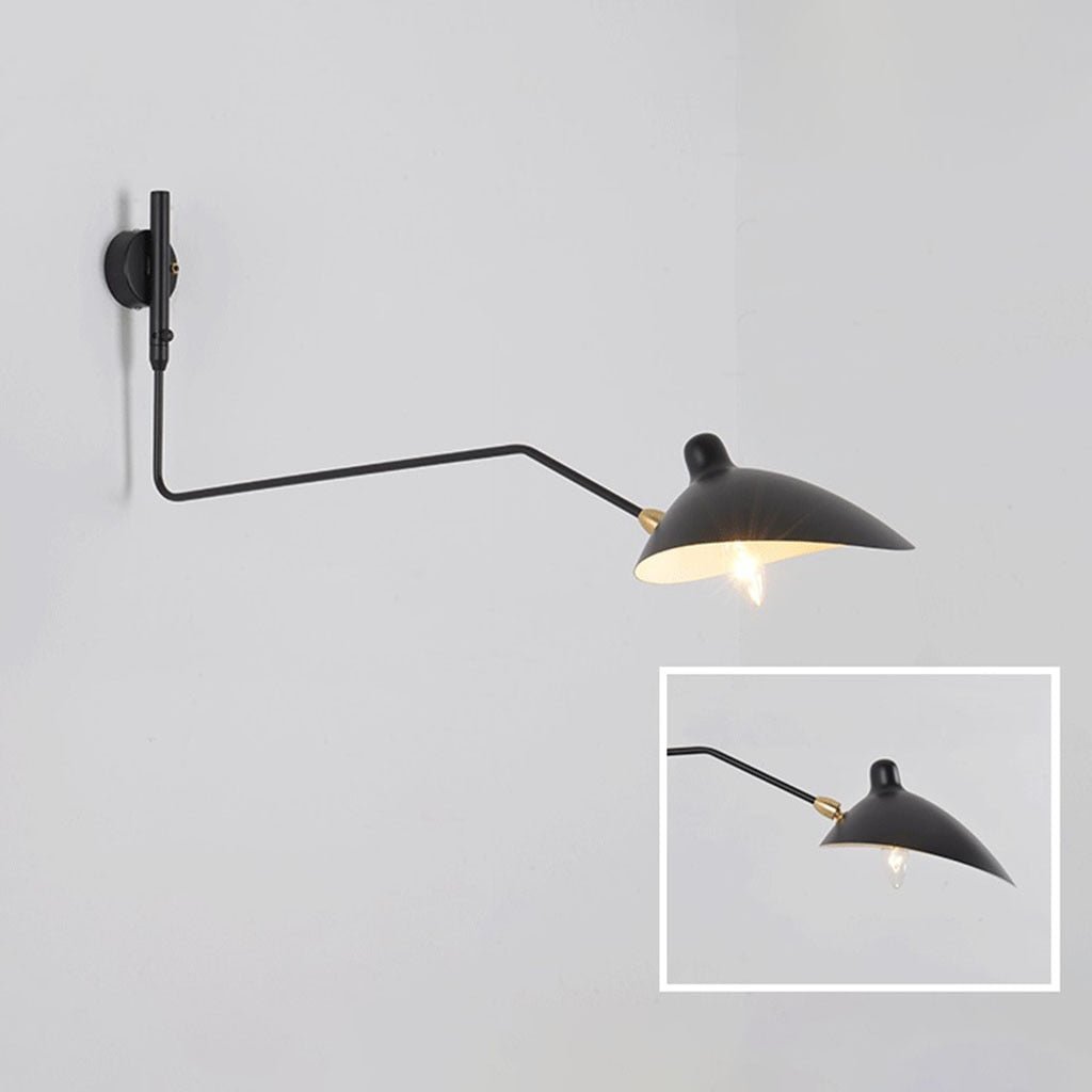 Adjustable Black Vintage Industrial Swing Arm Wall Light for Home Hallway - Casatrail.com