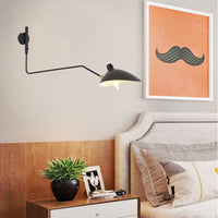 Thumbnail for Adjustable Black Vintage Industrial Swing Arm Wall Light for Home Hallway - Casatrail.com