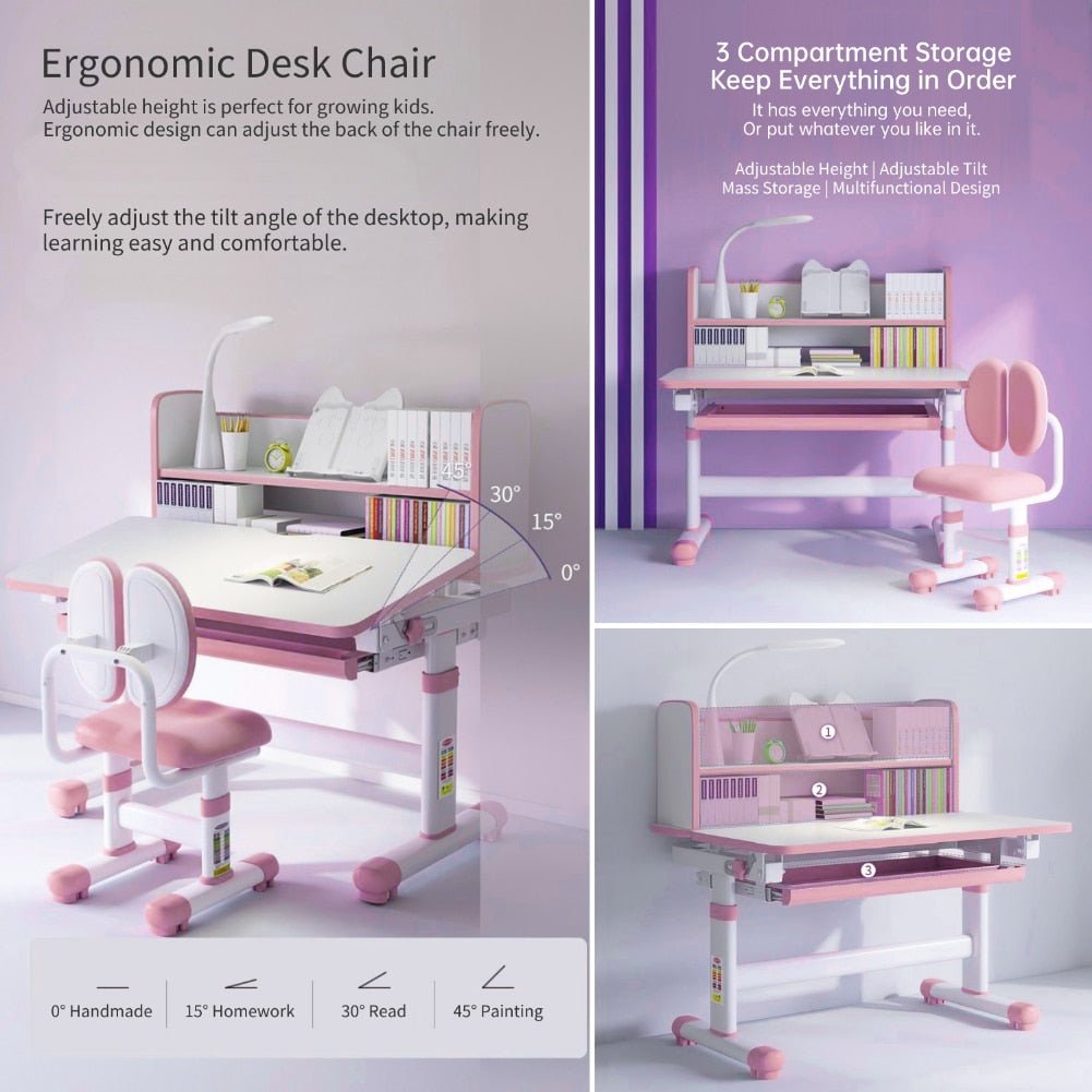 Adjustable Ergonomic Kids Desk and Chair Set - Casatrail.com