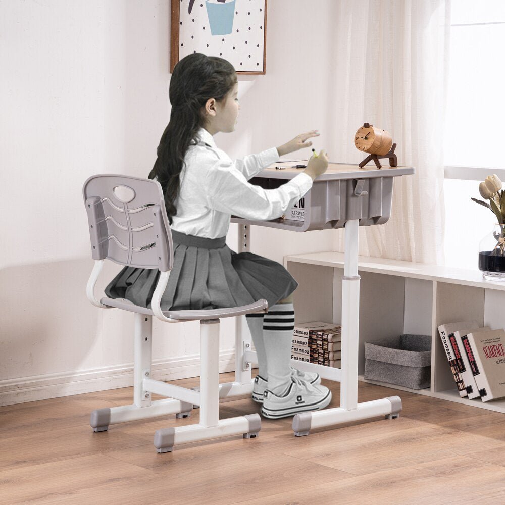 Adjustable Kid Study Desk with Table and Chairs Set - Casatrail.com