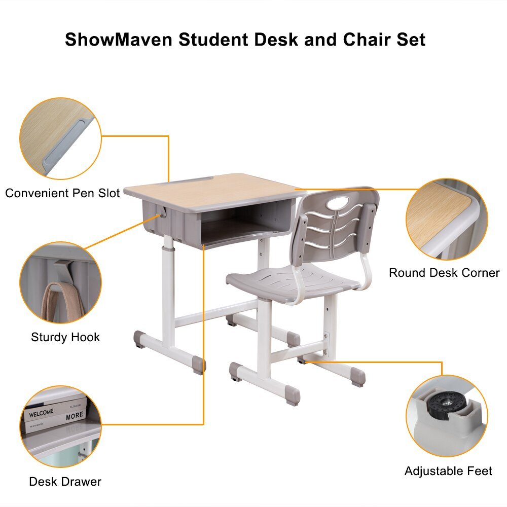 Adjustable Kid Study Desk with Table and Chairs Set - Casatrail.com