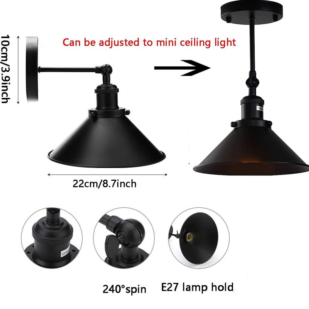 Adjustable Swing Arm Black Industrial Wall Lamp - Casatrail.com