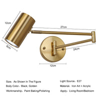 Thumbnail for Adjustable Swing Arm Wall Lamp Nordic Bedside Reading LED Lights - Casatrail.com