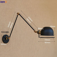 Thumbnail for Adjustable Swing Long Arm Wall Lamp Vintage Industrial Style - Casatrail.com