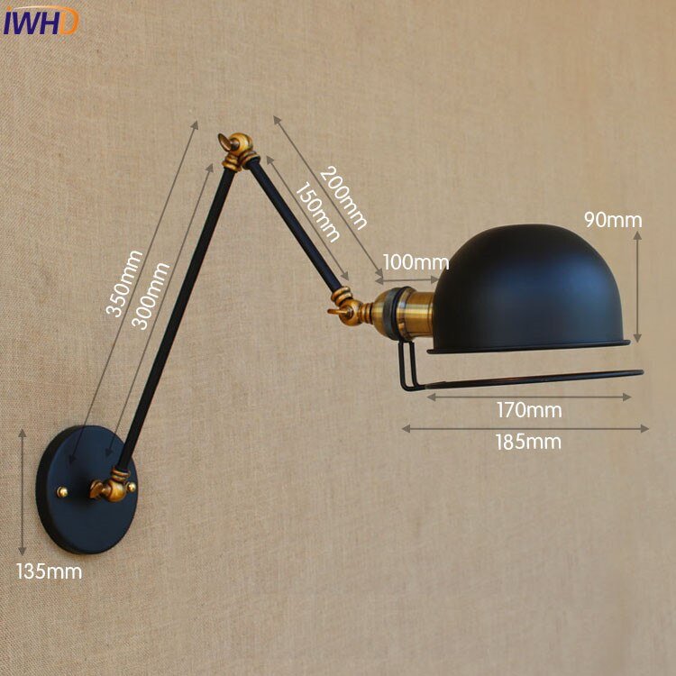 Adjustable Swing Long Arm Wall Lamp Vintage Industrial Style - Casatrail.com