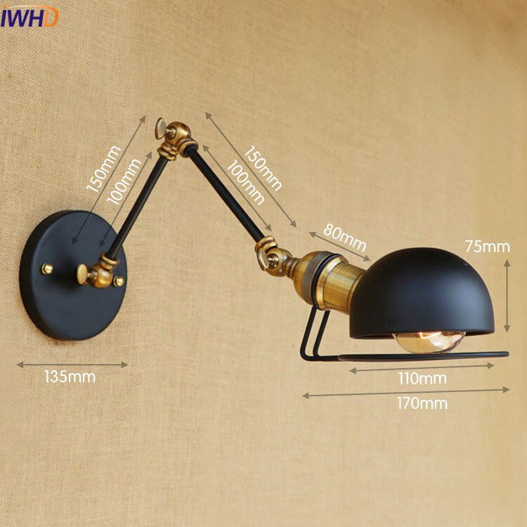 Adjustable Swing Long Arm Wall Lamp Vintage Industrial Style - Casatrail.com