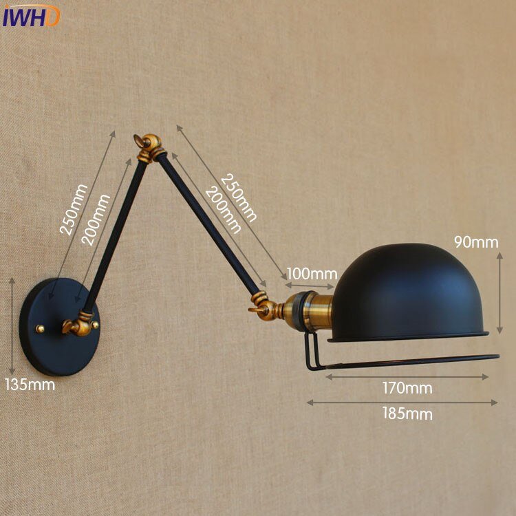 Adjustable Swing Long Arm Wall Lamp Vintage Industrial Style - Casatrail.com