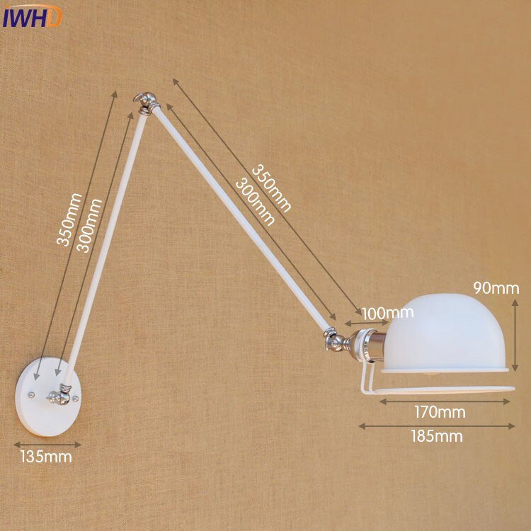 Adjustable Swing Long Arm Wall Lamp Vintage Industrial Style - Casatrail.com