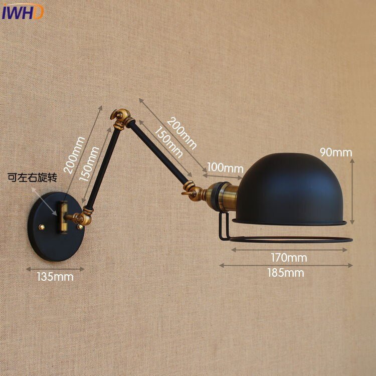 Adjustable Swing Long Arm Wall Lamp Vintage Industrial Style - Casatrail.com