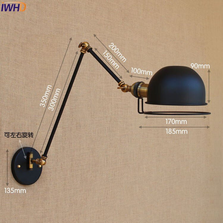 Adjustable Swing Long Arm Wall Lamp Vintage Industrial Style - Casatrail.com