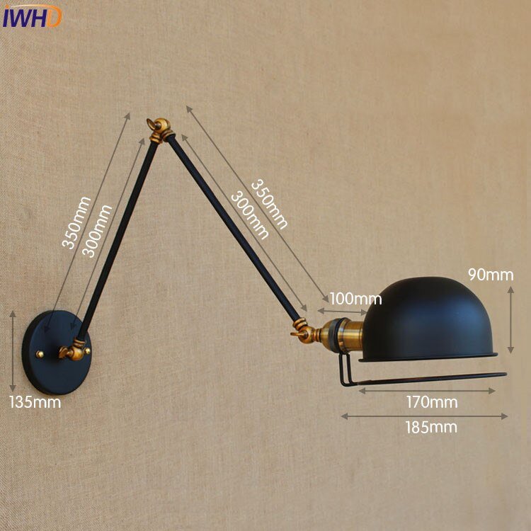 Adjustable Swing Long Arm Wall Lamp Vintage Industrial Style - Casatrail.com