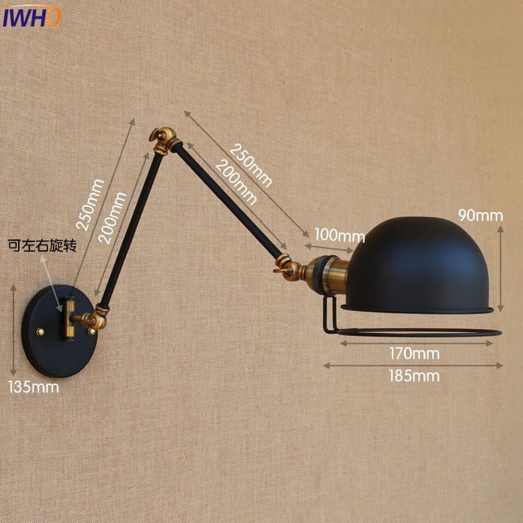 Adjustable Swing Long Arm Wall Lamp Vintage Industrial Style - Casatrail.com