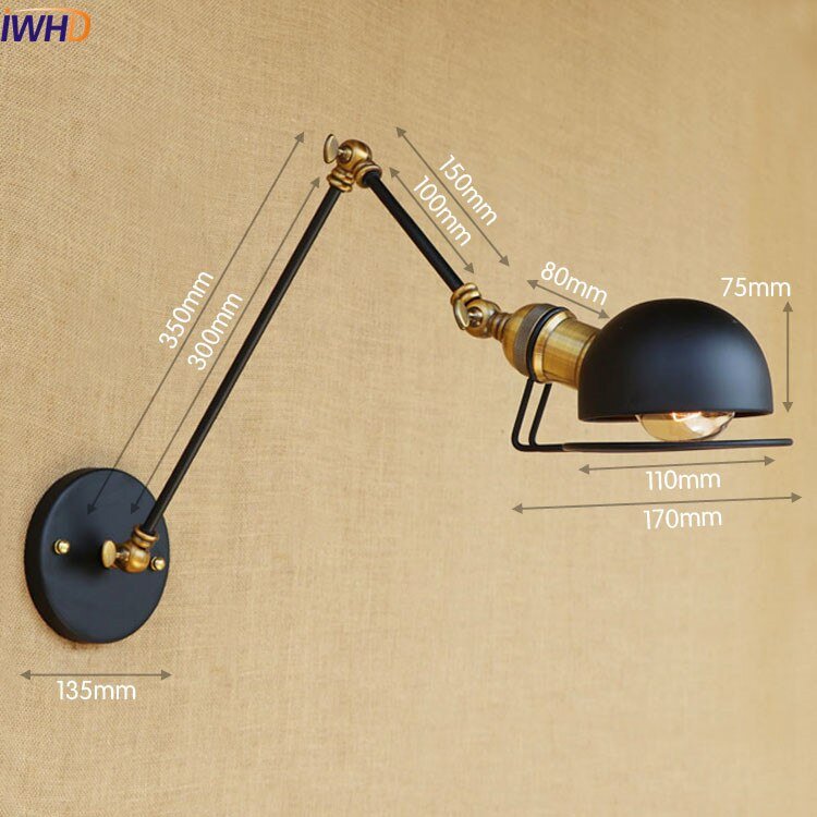 Adjustable Swing Long Arm Wall Lamp Vintage Industrial Style - Casatrail.com