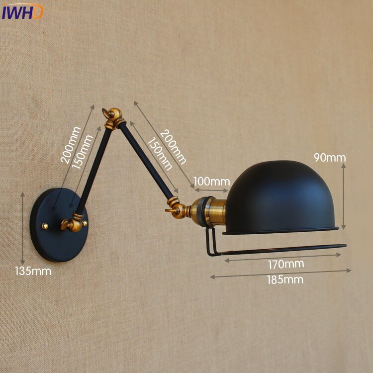 Adjustable Swing Long Arm Wall Lamp Vintage Industrial Style - Casatrail.com