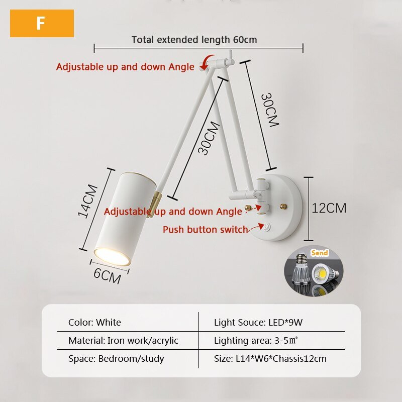 Adjustable Swing Wall Lamp for Home and Hotel Decor - Casatrail.com