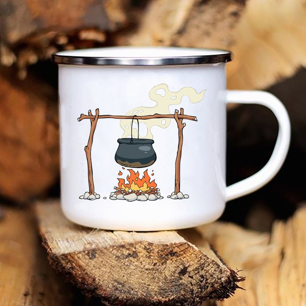 Adventure Campfire Printed Camper Mugs Enamel Mug - Casatrail.com