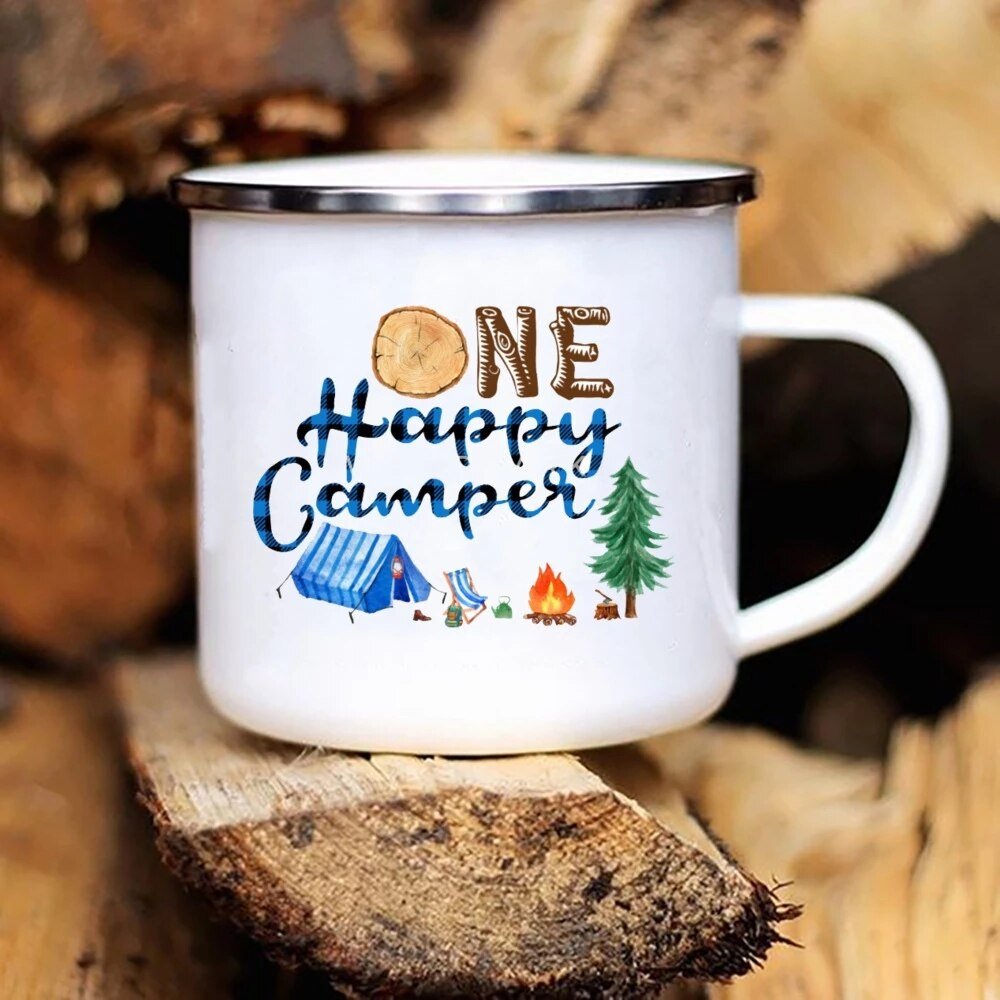 Adventure Campfire Printed Camper Mugs Enamel Mug - Casatrail.com