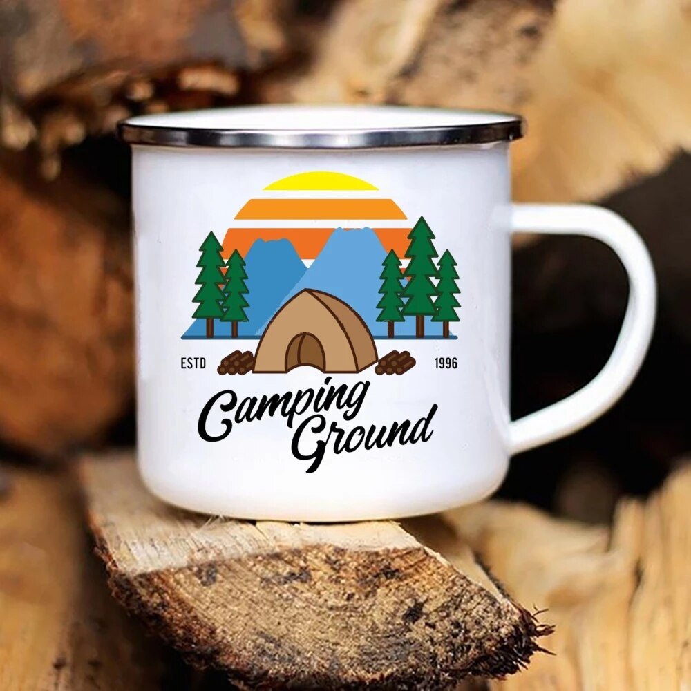 Adventure Campfire Printed Camper Mugs Enamel Mug - Casatrail.com