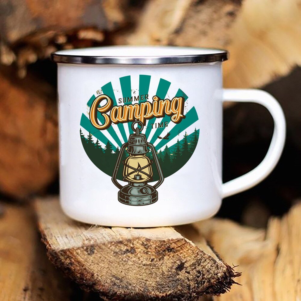 Adventure Campfire Printed Camper Mugs Enamel Mug - Casatrail.com