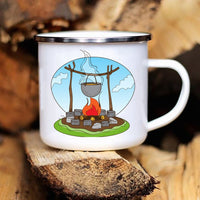 Thumbnail for Adventure Campfire Printed Camper Mugs Enamel Mug - Casatrail.com