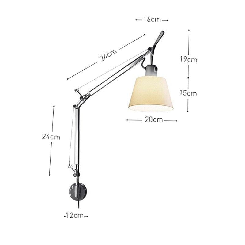 Aluminum Modern Adjustable Wall Lamp with Foldable Long Swing Arm for Bedside Study Reading - Casatrail.com