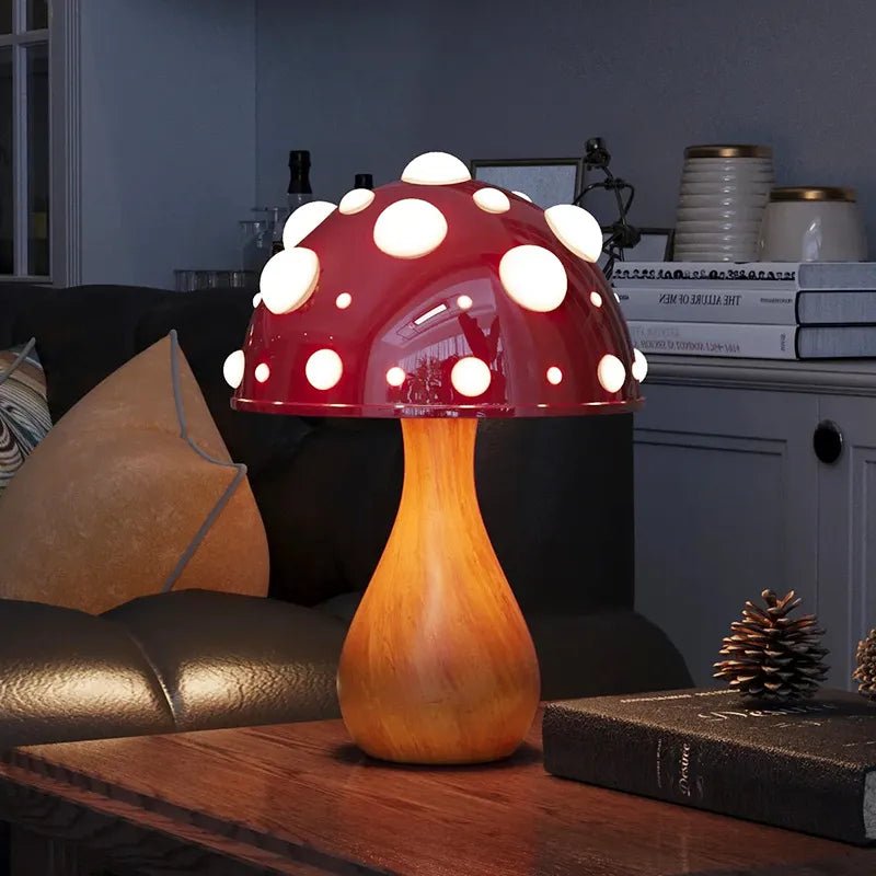 Amanita Mushroom Lamp with LED Tricolored Bulb - Casatrail.com