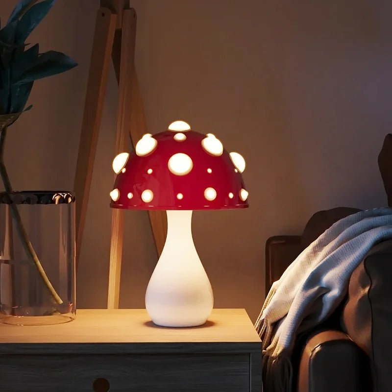 Amanita Mushroom Lamp with LED Tricolored Bulb - Casatrail.com