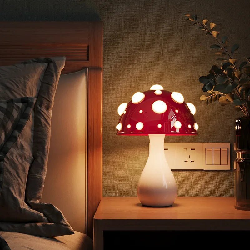 Amanita Mushroom Lamp with LED Tricolored Bulb - Casatrail.com