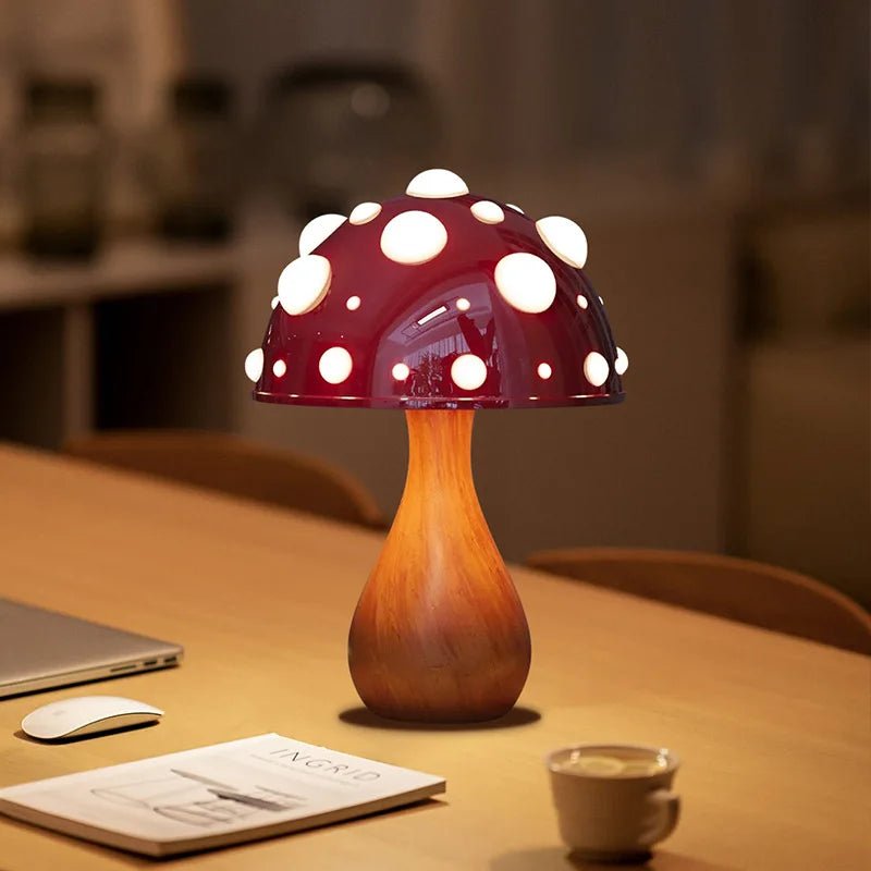 Amanita Mushroom Lamp with LED Tricolored Bulb - Casatrail.com