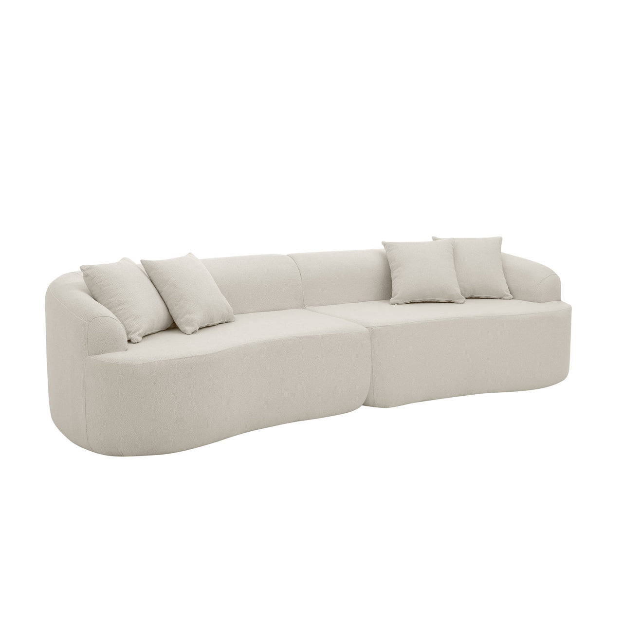 Curved Modular Sectional Sofa in Lamb's Wool Fabric