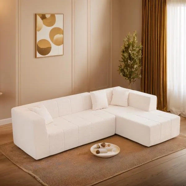 Deep Seat Tufted Comfy Sofa Set With Chaise For Living Room