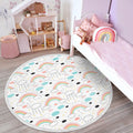 Rainbow Patterned Kids Room Round Rug