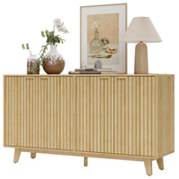Thumbnail for Fluted Sideboard Buffet Cabinet With 4 Doors, 2 Adjustable Shelves, 5 Wood Legs
