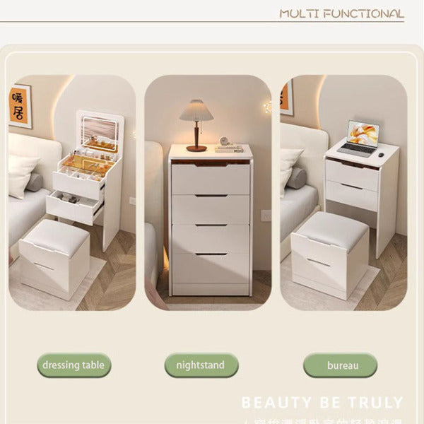 3 In 1 Dressing Table With Flip Mirror And Light, 3 Drawers, Storage Stool, 3 Color Lighted Mirror