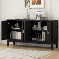 Thumbnail for 4-door Sideboard Storage Cabinet With Gold Handle And Adjustable Shelves