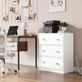White Nightstand for Bedroom with Fabric Drawers,