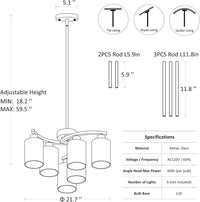 Thumbnail for 6-Light Brushed Nickel Industrial Glass Chandelier