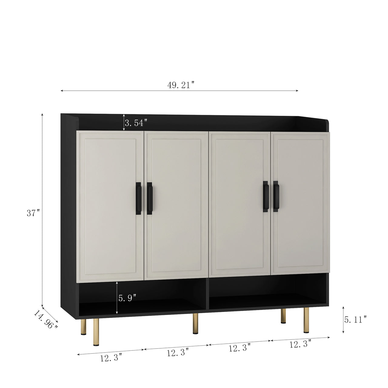 Sideboard Cabinet With 4 Doors & Adjustable Shelves