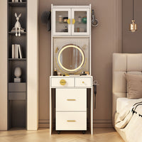Thumbnail for 3 Draws 2 Doors 1LED3 Color Tone Light Touch Large Round Mirror Dressing Table Set