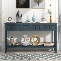 Thumbnail for 60 Long Sofa Table With Two Different Size Drawers And Bottom Shelf