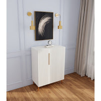 Thumbnail for Modern White Sideboard Cabinet With Gold Handles For Kitchen, Dining Room Furniture Organizer